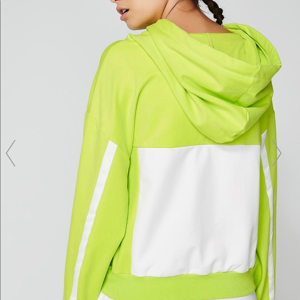 I.AM.GIA Lime Green and White Colorblock Hoodie Sweater
